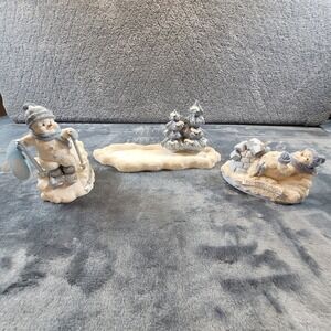 Snow Buddies Vintage Figurine Set Downhill Racer Avalanche Remodeling 1999 2000